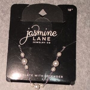 NEW ♡ Jasmine Lane Silver Faux Pearl Station Necklace